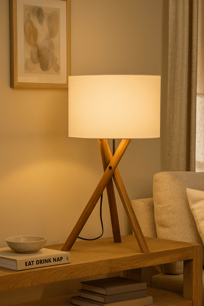 WOODEN TRIPOD TABLE LAMPS